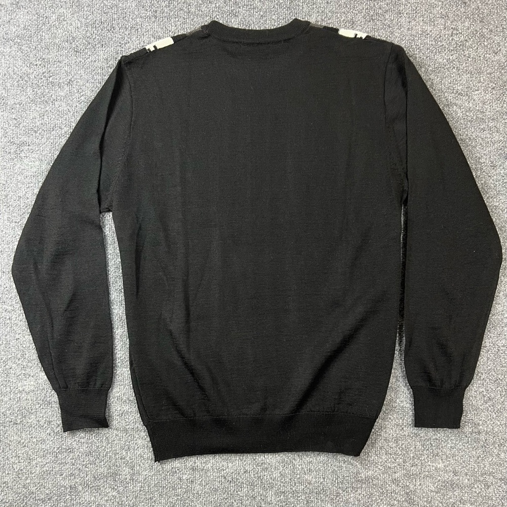 Miko Sweater Mens L Black 3D Knit Textured Geometric Stretch Retro 80s Grandpa‎ - Picture 5 of 8
